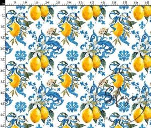 Baroque Style Lemon Patterned Sofa and Curtain Fabric