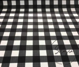 Black and White Classic Plaid Patterned Sofa and Curtain Fabric