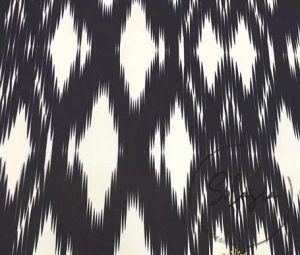 Black and White Ikat Patterned Sofa and Curtain Fabric