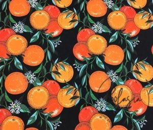 Black Background Grapefruit Patterned Sofa Fabric