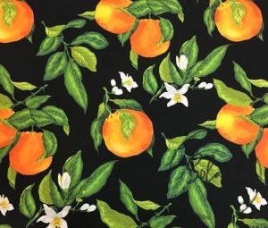 Black Background Orange Patterned Sofa Fabric