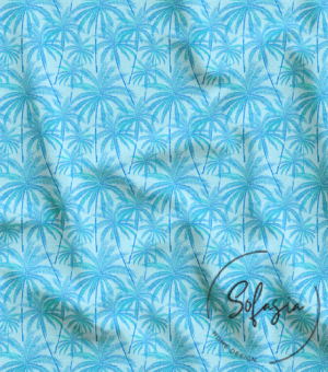 Blue Palm Tree Patterned Sofa Cover Fabric