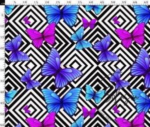 Blue-Purple Butterfly Patterned Fabric