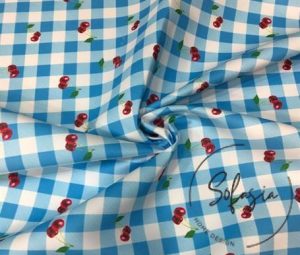Cherry Gingham Patterned Plaid Fabric