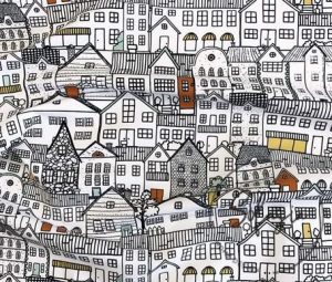 City Pattern Sofa and Curtain Fabric