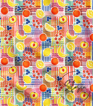 Colorful Summer Fruits Patterned Sofa and Curtain Fabric