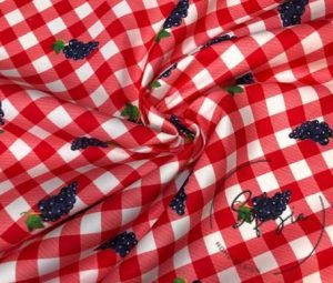 Grape Gingham Patterned Red Plaid Fabric