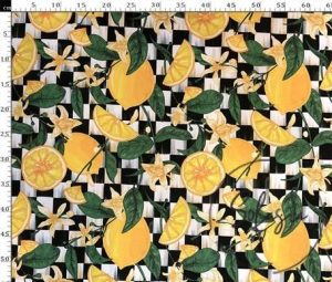 Lemon Checker Pattern Sofa and Curtain Fabric