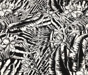 Monochrome Leaves Patterned Sofa and Curtain Fabric