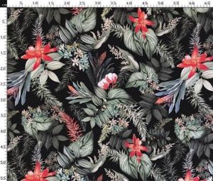 Orange Floral Tropical Pattern Fabric