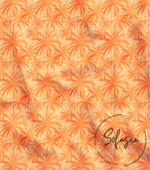 Orange Palm Tree Pattern Sofa Cover Fabric