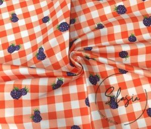 Orange Plaid Fabric for Sofa and Curtain with Blackberry Gingham Pattern