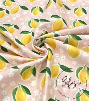 Patterned Sofa and Curtain Fabric with Powder Watercolor Background