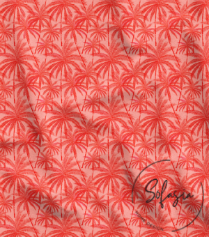 Red Palm Tree Patterned Sofa Cover Fabric