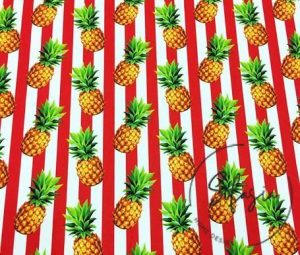 Red Thin Line Pineapples Patterned Sofa Fabric