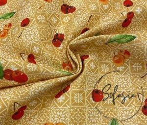 Retro Cherry Pattern Sofa and Curtain Fabric