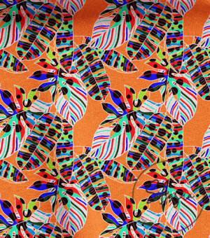 Retro Colorful Tropical Leaf Pattern Fabric