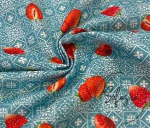 Retro Strawberry Patterned Sofa and Curtain Fabric