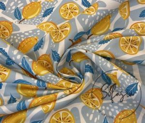 Seaside Lemon Patterned Sofa and Curtain Fabric