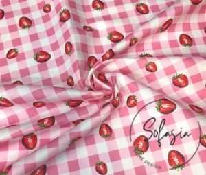 Strawberry Gingham Patterned Pink Plaid Fabric