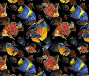 Submarine Fish Patterned Sofa and Curtain Fabric