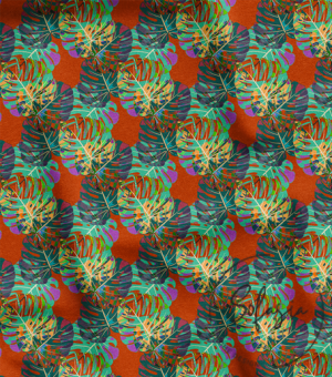 Tropical Leaf Patterned Sofa and Curtain Fabric
