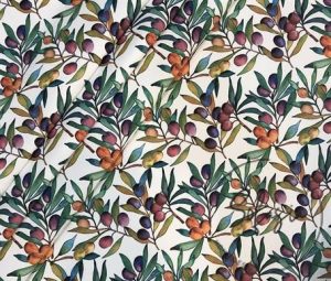 Watercolor Colored Olive Patterned Sofa and Curtain Fabric