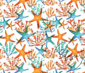Watercolor Coral Patterned Sofa and Curtain Fabric
