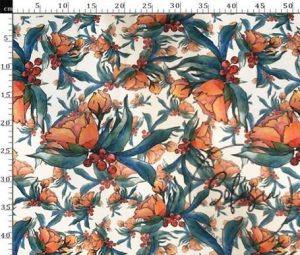 Watercolor Flower Patterned Sofa and Curtain Fabric