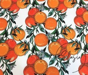 White Background Grapefruit Patterned Sofa Fabric
