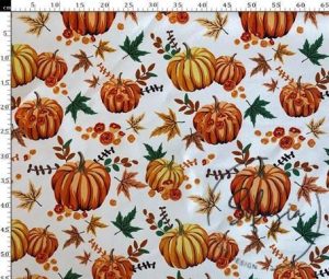 White Background Pumpkin Patterned Sofa and Curtain Fabric