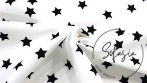 White Fabric with Black Stars