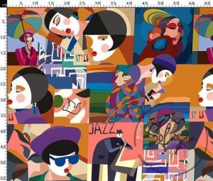 Carnival Collage Pattern Fabric