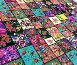 Cross Stitch Patchwork Patterned Fabric